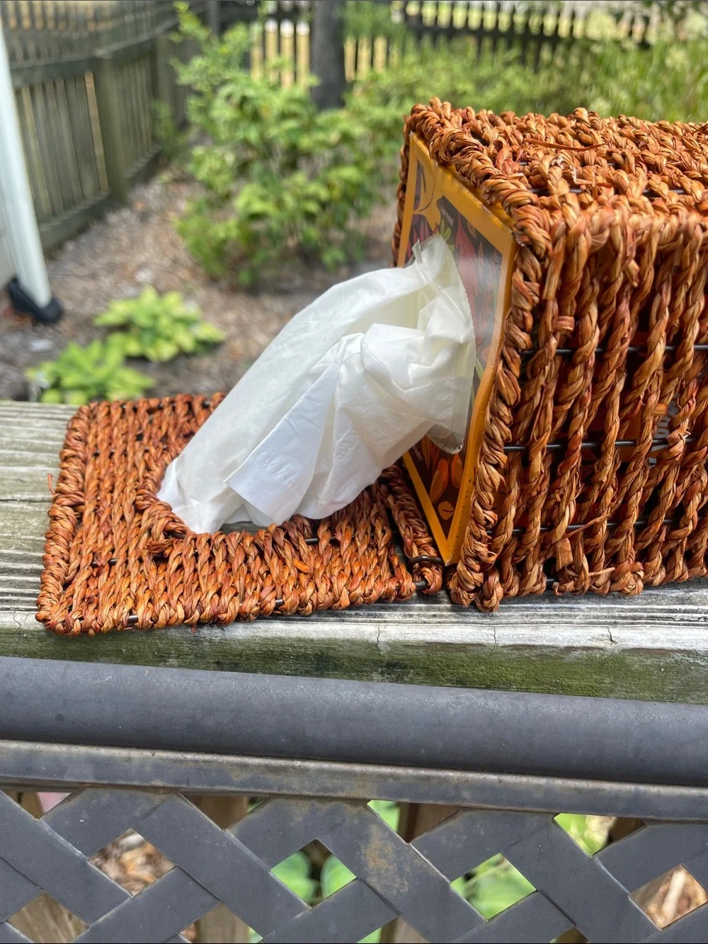 Vintage Boho Rattan Tissue Box Holder